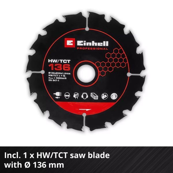 Пила циркулярная аккумуляторная Einhell Professional TP-CS 18/136-C Li BL - Solo (18В/каркас) 4331240 фото