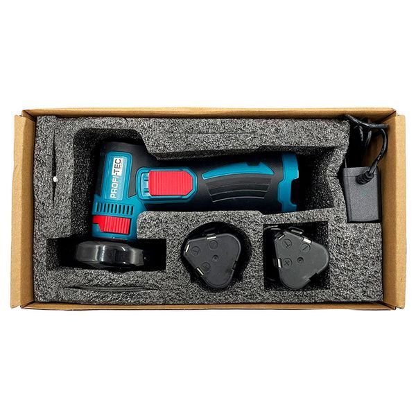 Акумуляторна кутова шліфмашина PROFI-TEC GWS-12BC (акум 2шт. 2 ампера і зарядка) 004977 фото