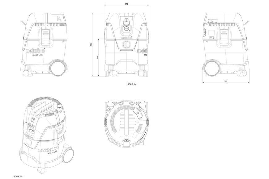 Строительный пылесос Metabo ASA 25 L PC 602014000 фото