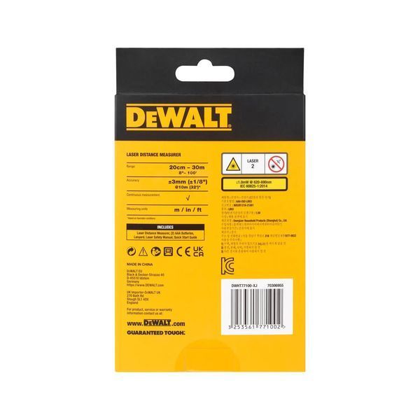 Професійний лазерний далекомір DeWALT DWHT77100 : 30 м електронна лазерна рулетка DWHT77100 фото