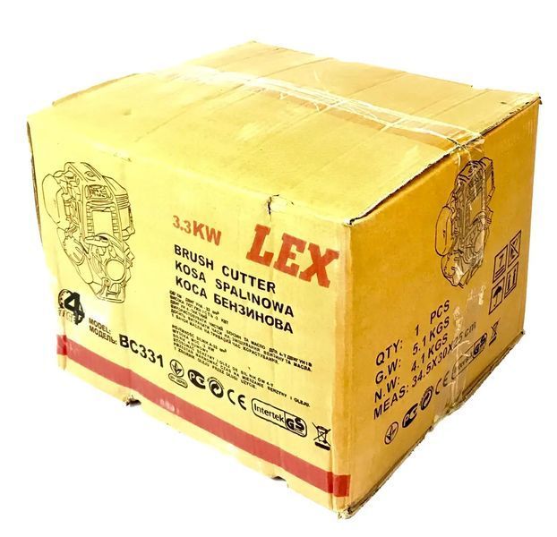 Мощная бензиновая мотокоса (бензокоса) 4-х тактная LEX BC331 травы : 3.3 кВт, 33 см3, 9000 об/мин BC331 фото