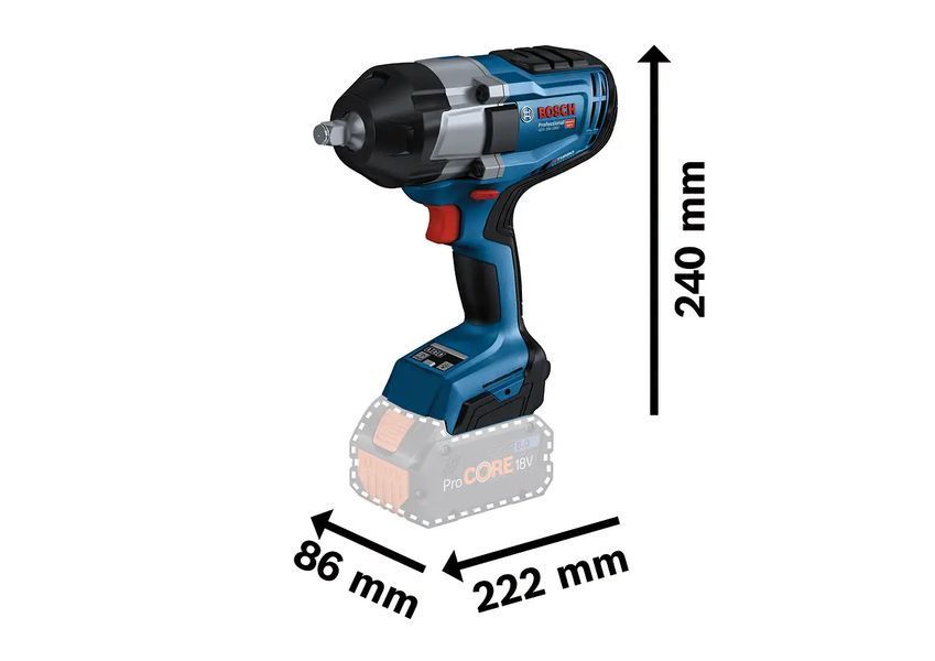 Професійний акумуляторний ударний гайковерт Bosch Professional GDS 18V-1000 C : без АКБ, 1000 Hm, 1750 об/хв, 2600 уд/хв 06019J8000 фото